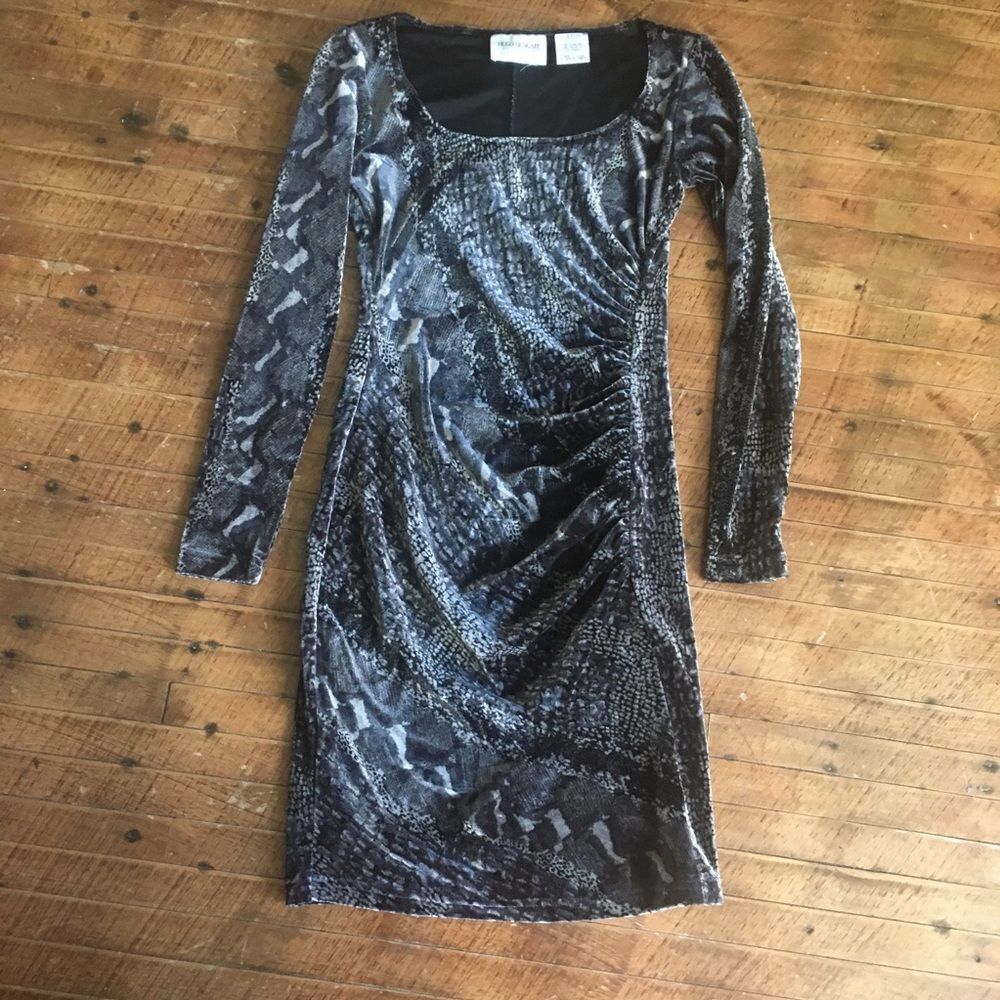 Hugo Buscati vintage Animal print velvet night out bodycon dress